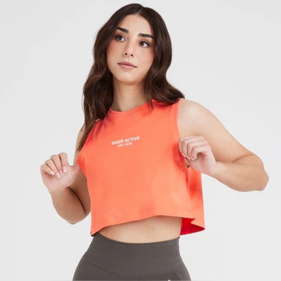 Oner Active Tops - Oner Active Graphic Jersey Tank Peach Blossom Orange Size Small